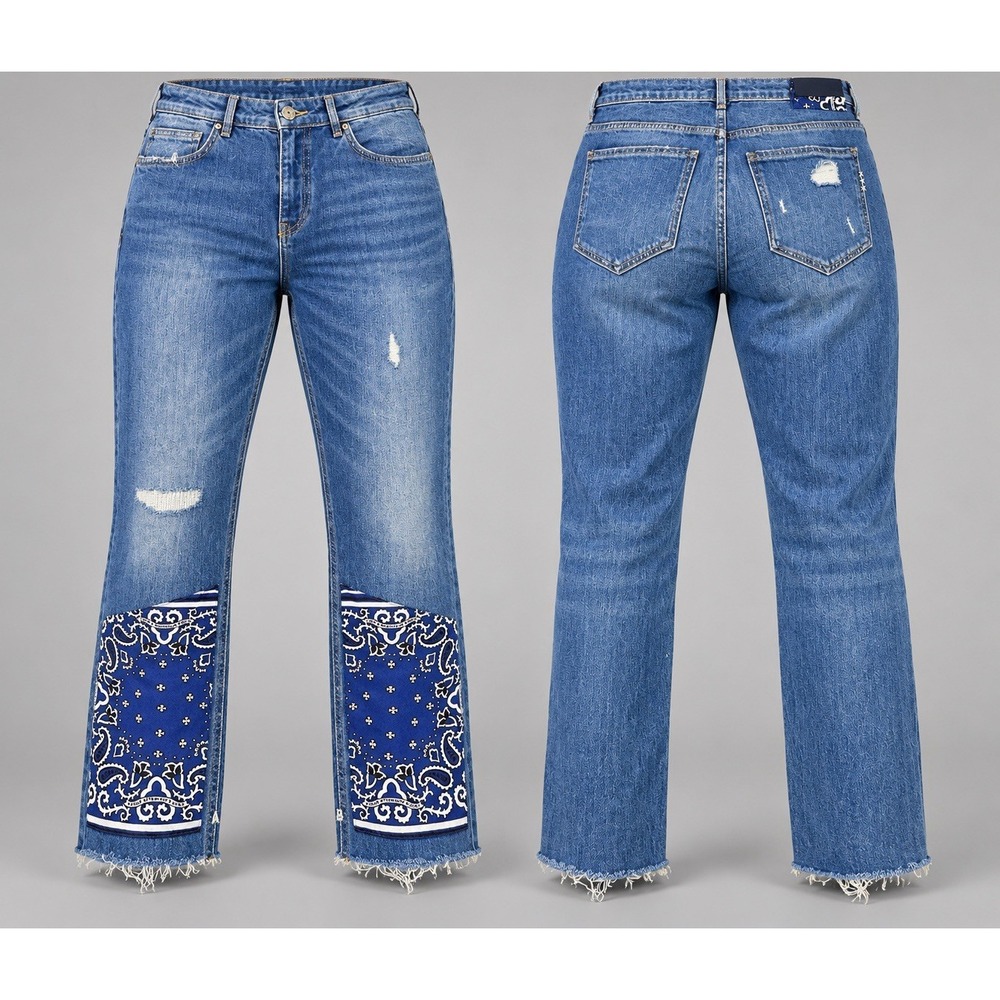 Scotch & Soda Bandanarama womens 30x32 slim Boyfriend Jeans Bandana Paisley